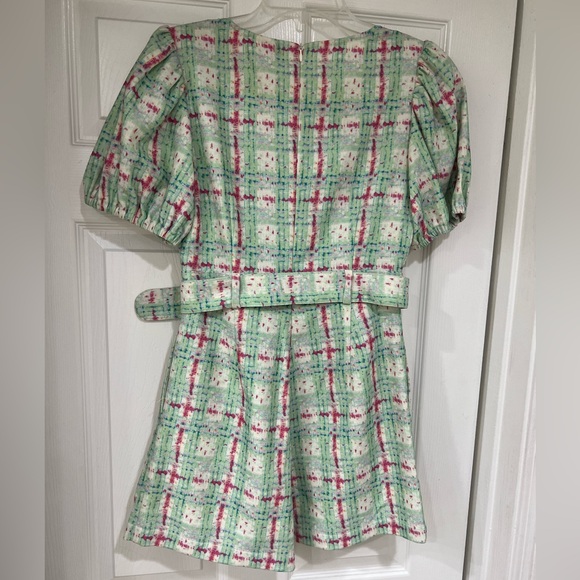 NEW green and pink tweed belted romper - Picture 10 of 11